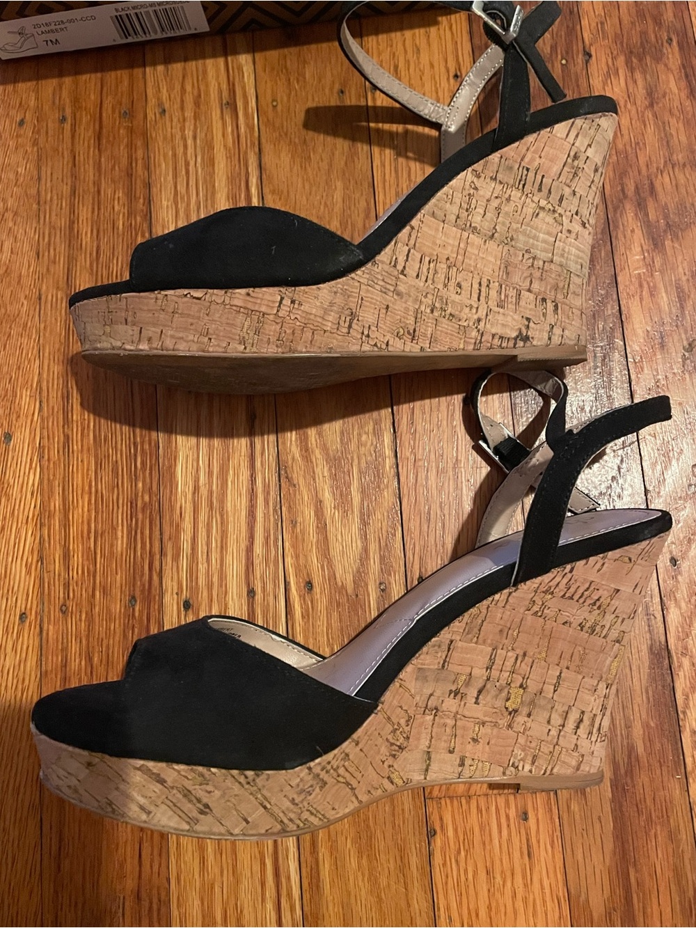 Charles by Charles David Black Cork Wedge Sandals; size 7 - Picture 4 of 6